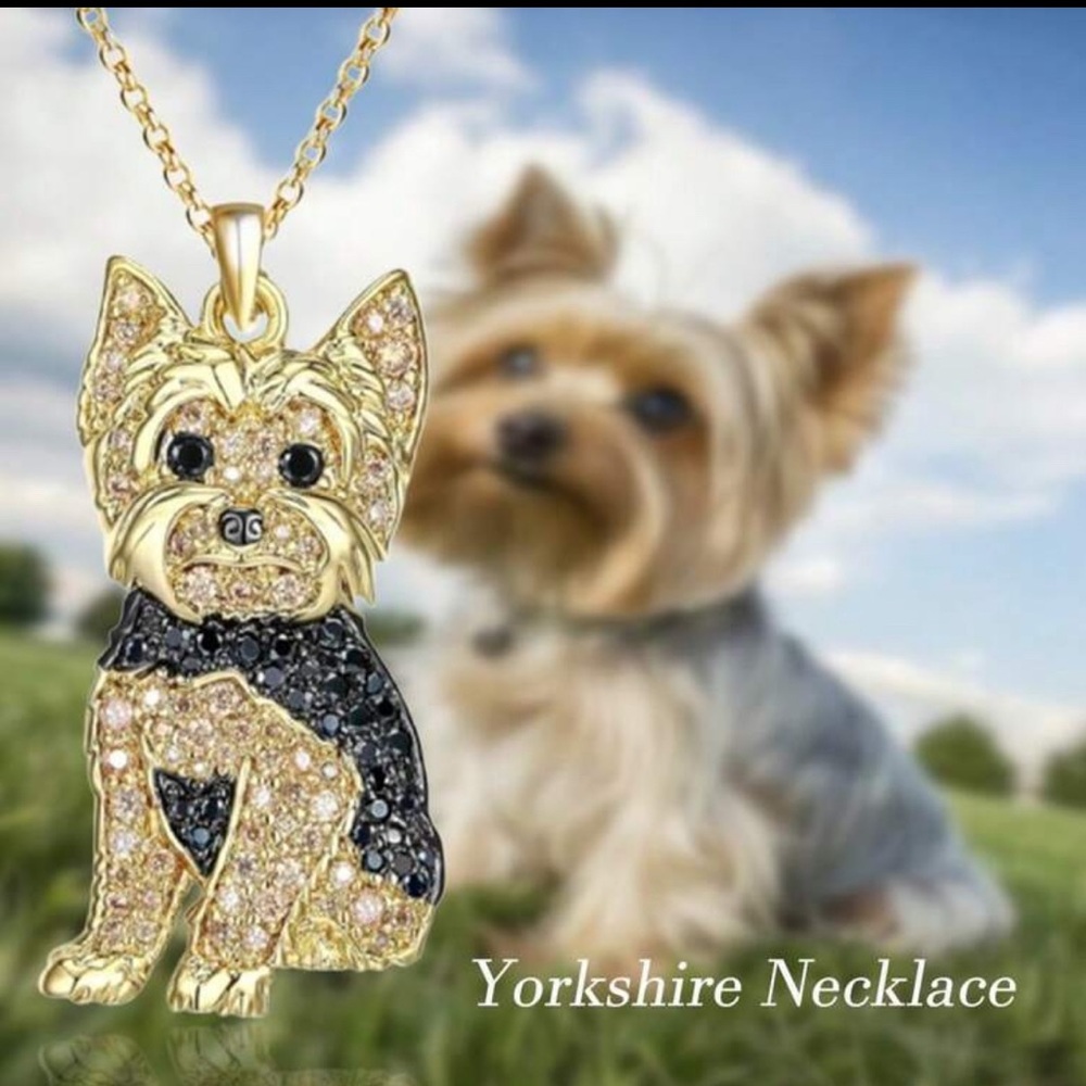 Gold and Black Yorkshire Terrier Necklace